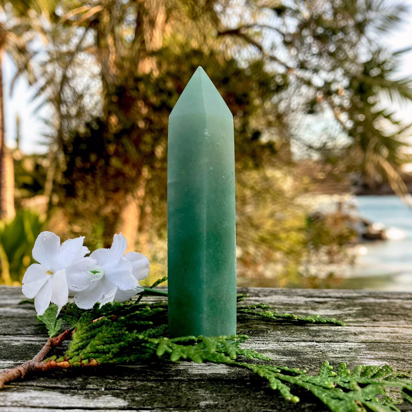 Natural Green Aventurine Tower Point Meditation Obelisk Healing Crystal Mineral