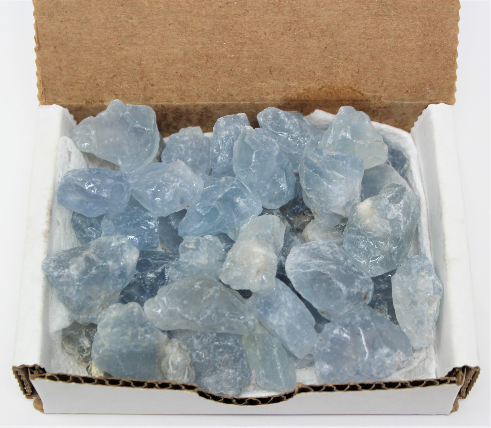 10 oz Bulk Lot Rough SMALL Natural CELESTITE Crystal Chips Box Collection