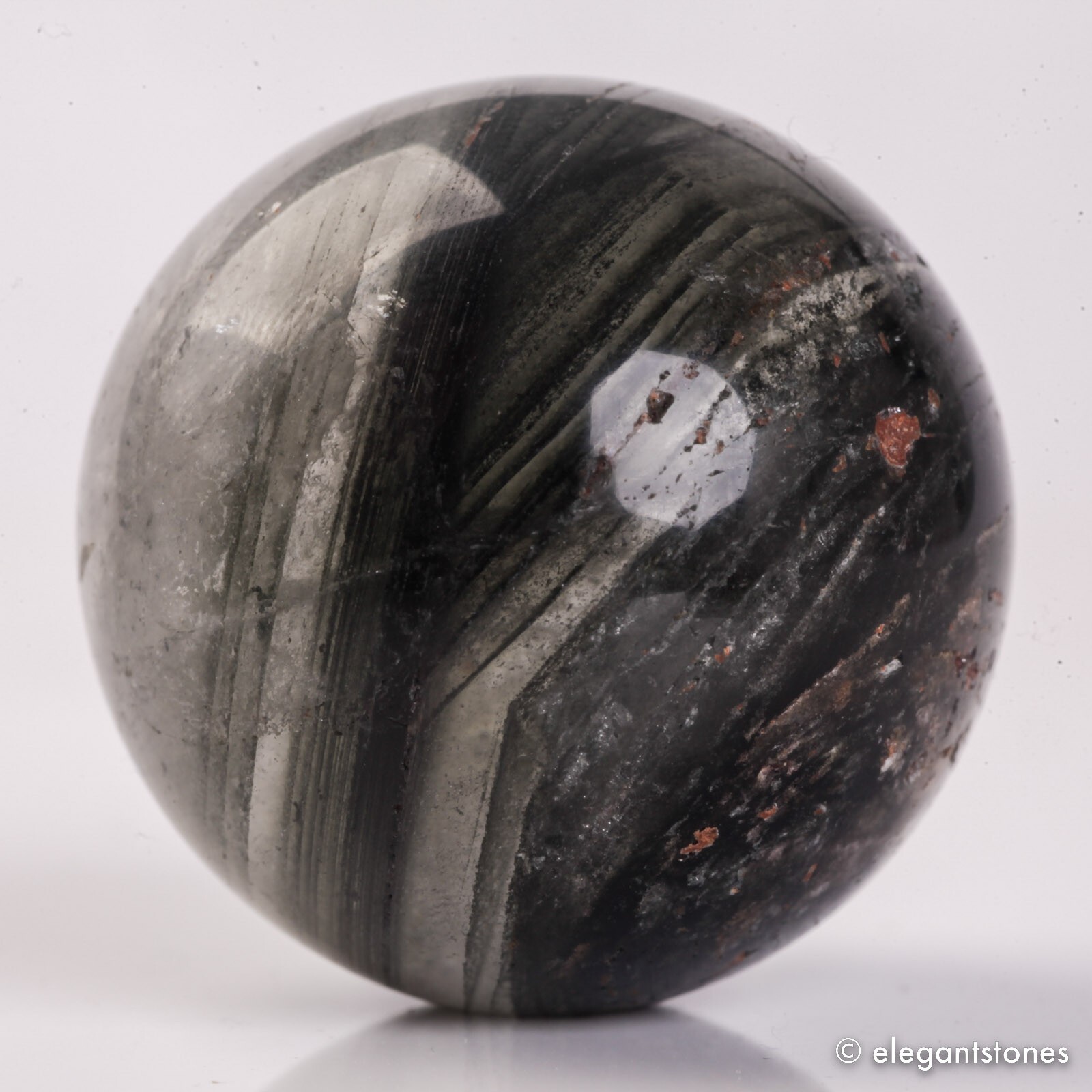 56g34mm Natural Garden/Phantom/Ghost/Lodolite Quartz Crystal Sphere Healing Ball