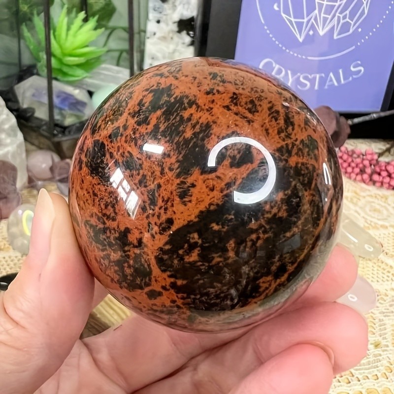 60-70mm Crystal Red Obsidian Stone Sphere Polished Quartz Home Office Decor