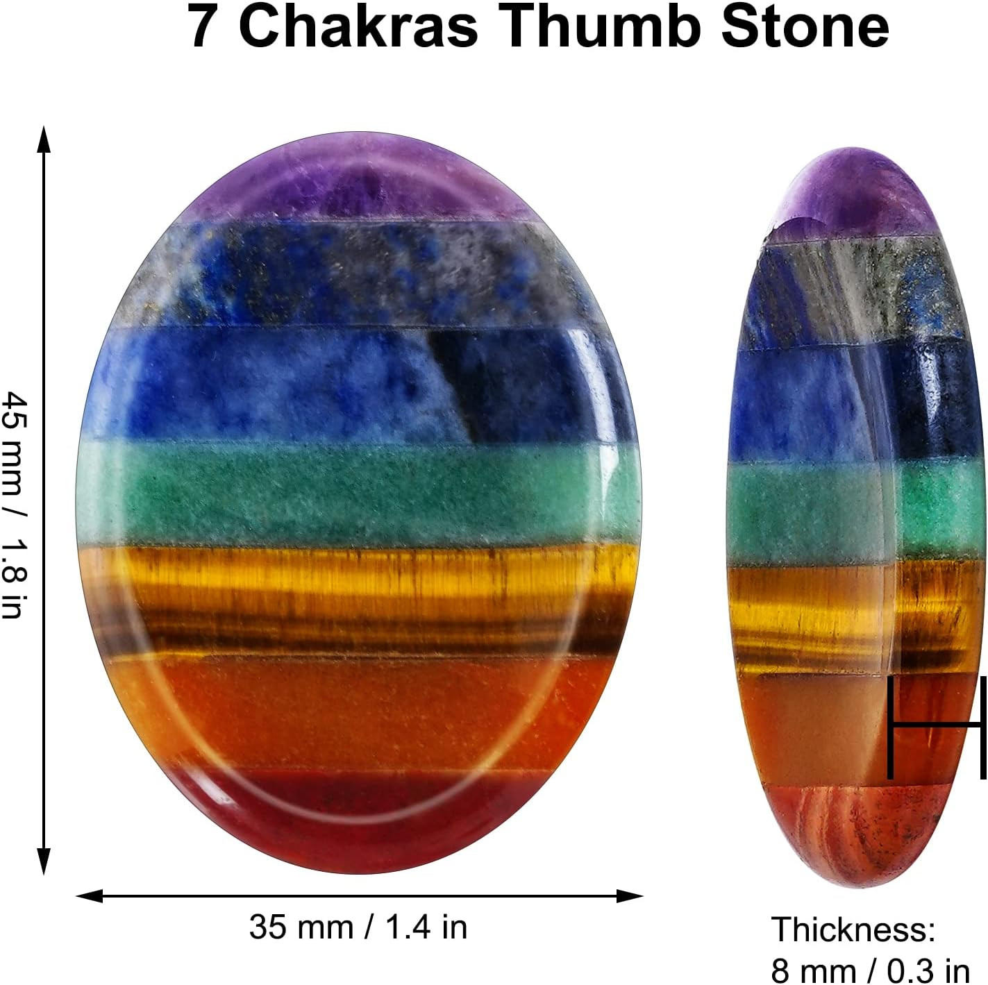 2 Packs Natural Thumb Worry Stone Set 7 Chakra Crystals Healing Stones for An…