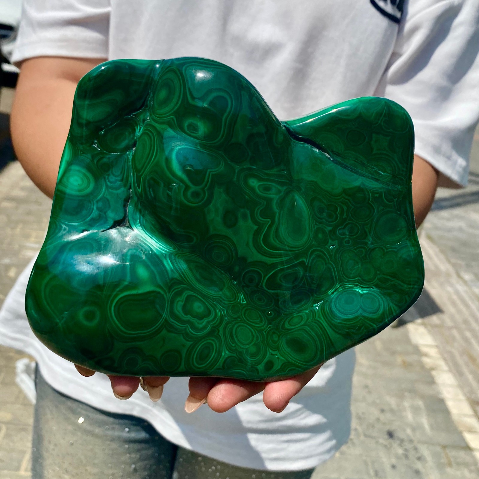 5.04LB Natural glossy Malachite transparent cluster rough mineral sample