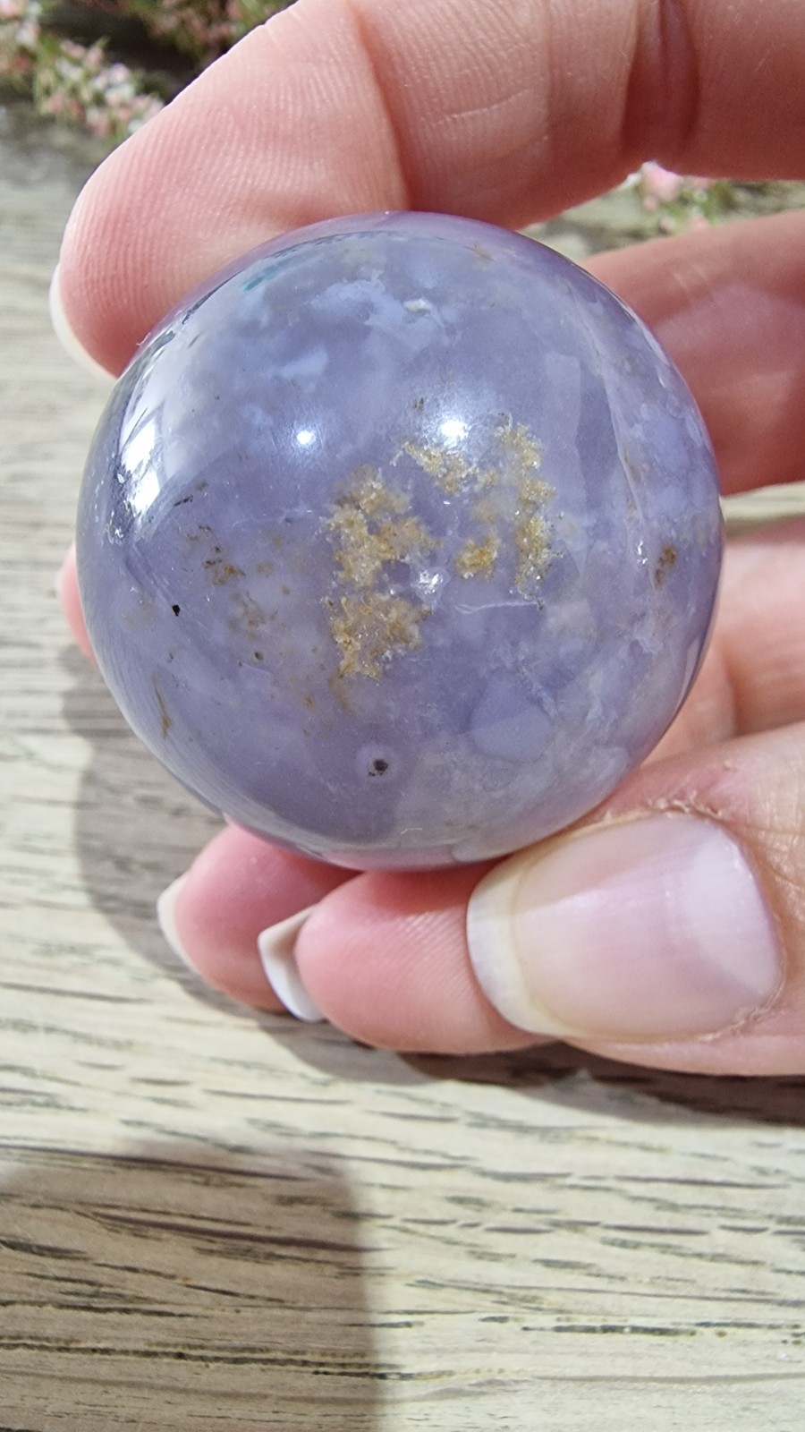 Blue Chalcedony Crystal Sphere 37mm 72g + Stand