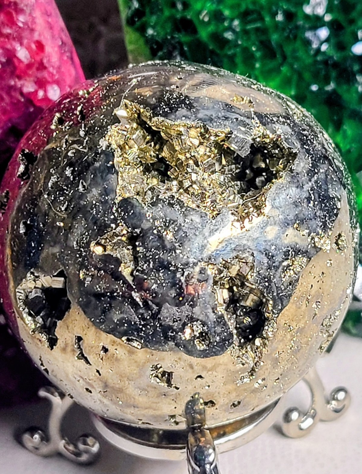 Golden Druzy Peruvian Pyrite Crystal Sphere #2