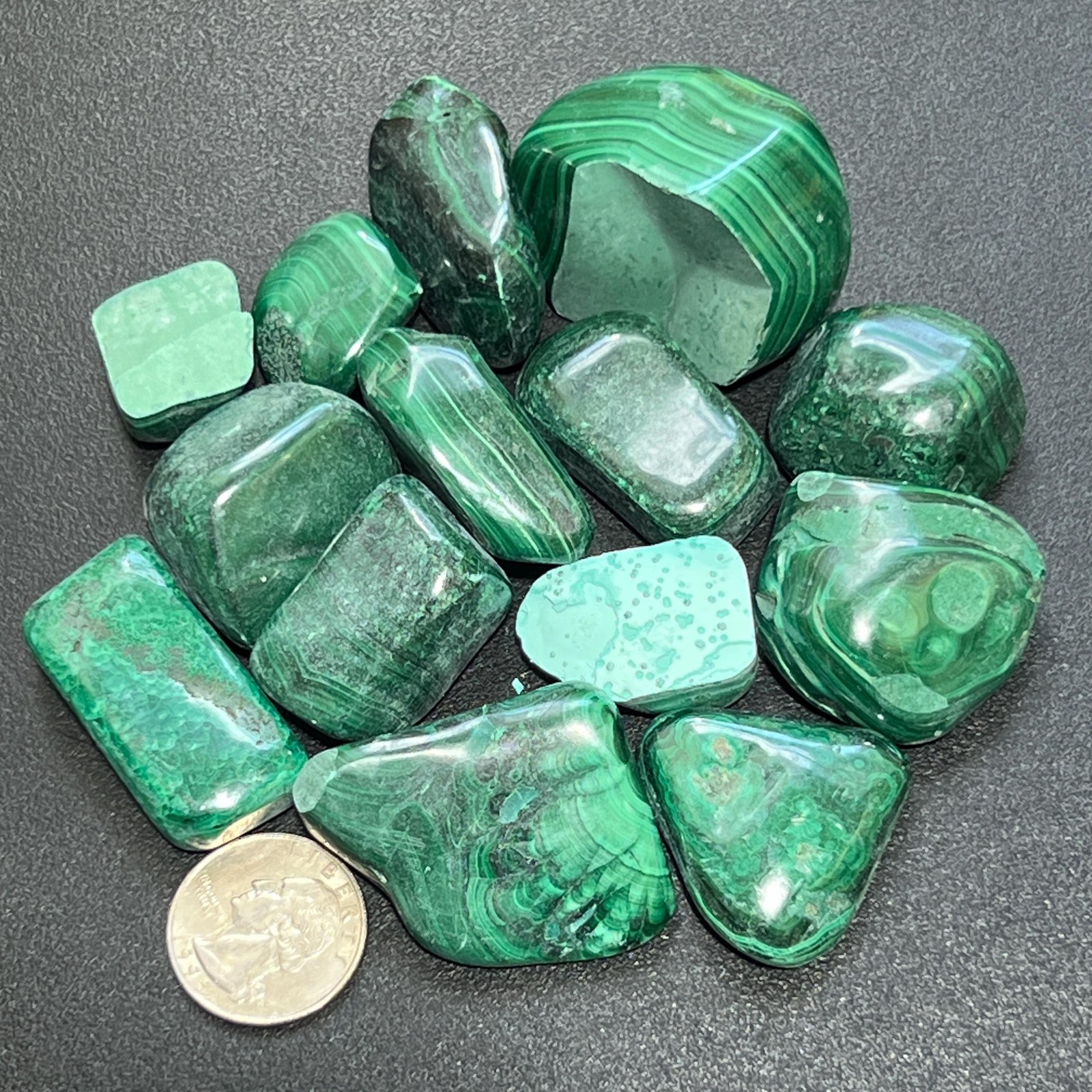 Tumbled Chipped Cracked Green Malachite Stones (Discounted) Genuine Mineral