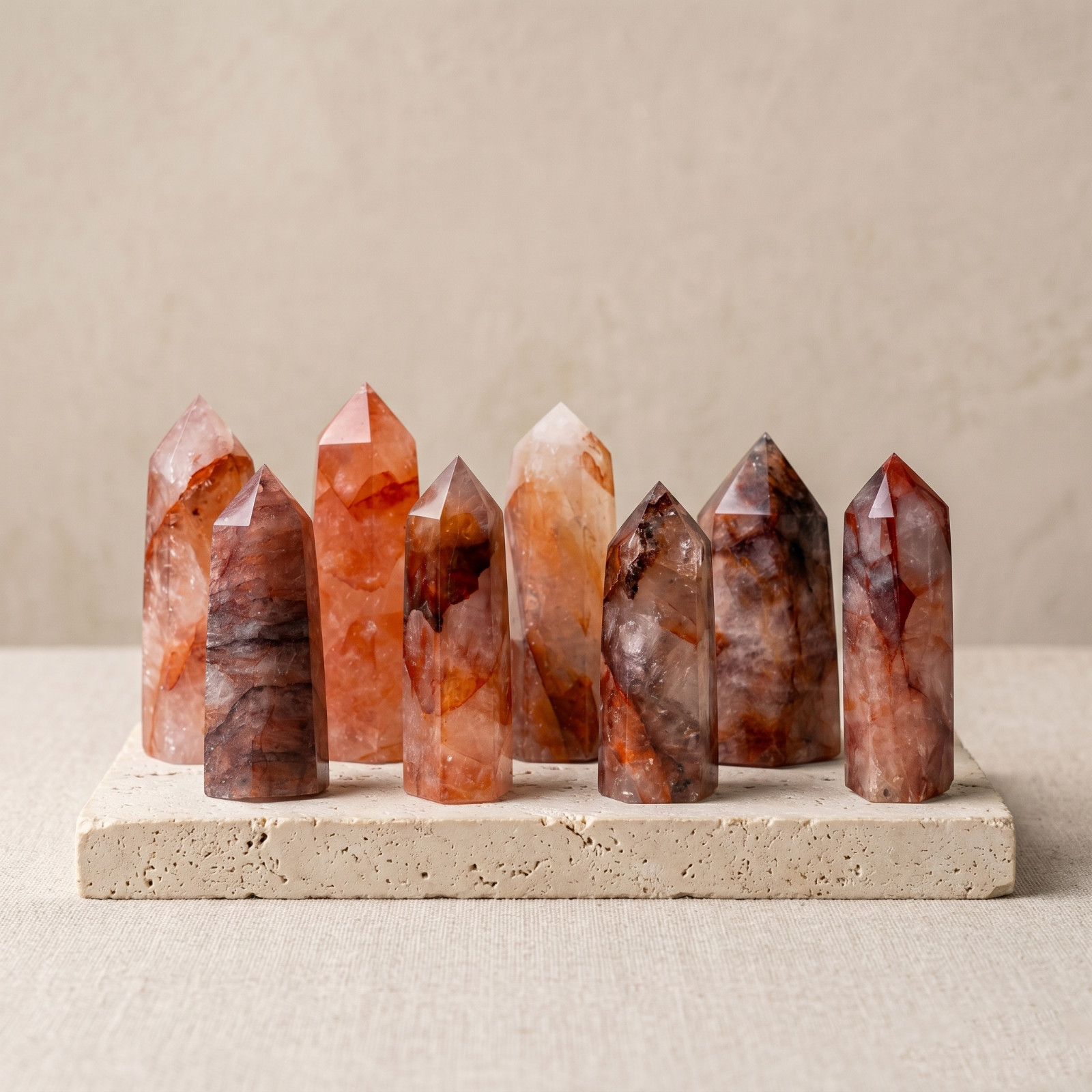 Fire Quartz Crystal Tower Natural Red Inclusion Healing Stone
