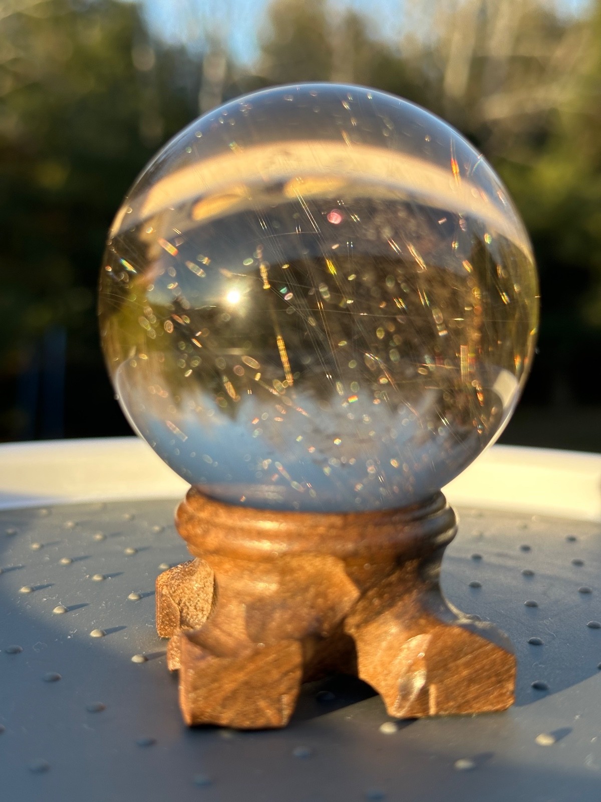 245g natural clear quartz gold rutile sphere polished crystal ball