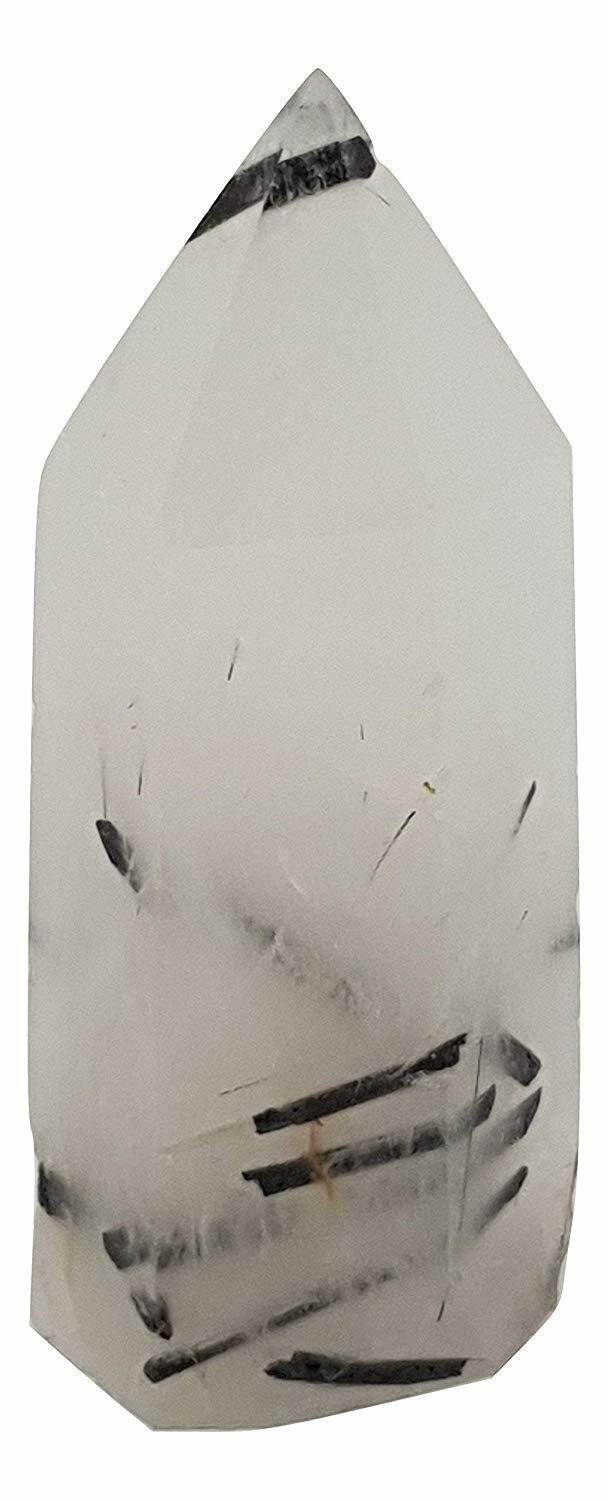 Rutilated Black Tourmaline Quartz Gemstone Point 65 x 25 x 23mm Approx 55g gt6a
