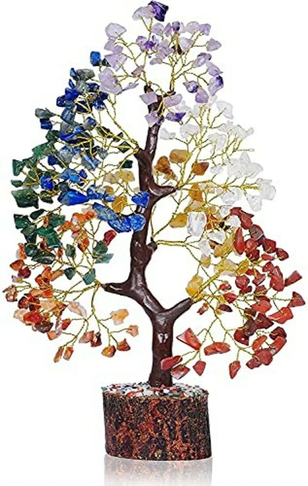 Feng Shui Seven Chakra Natural Gemstone Crystal Money Tree Good Luck Prosperity
