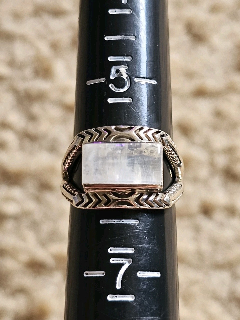 Sterling Silver Moonstone Ring, Size 6, Crystals & Stones, Mineral Specimen