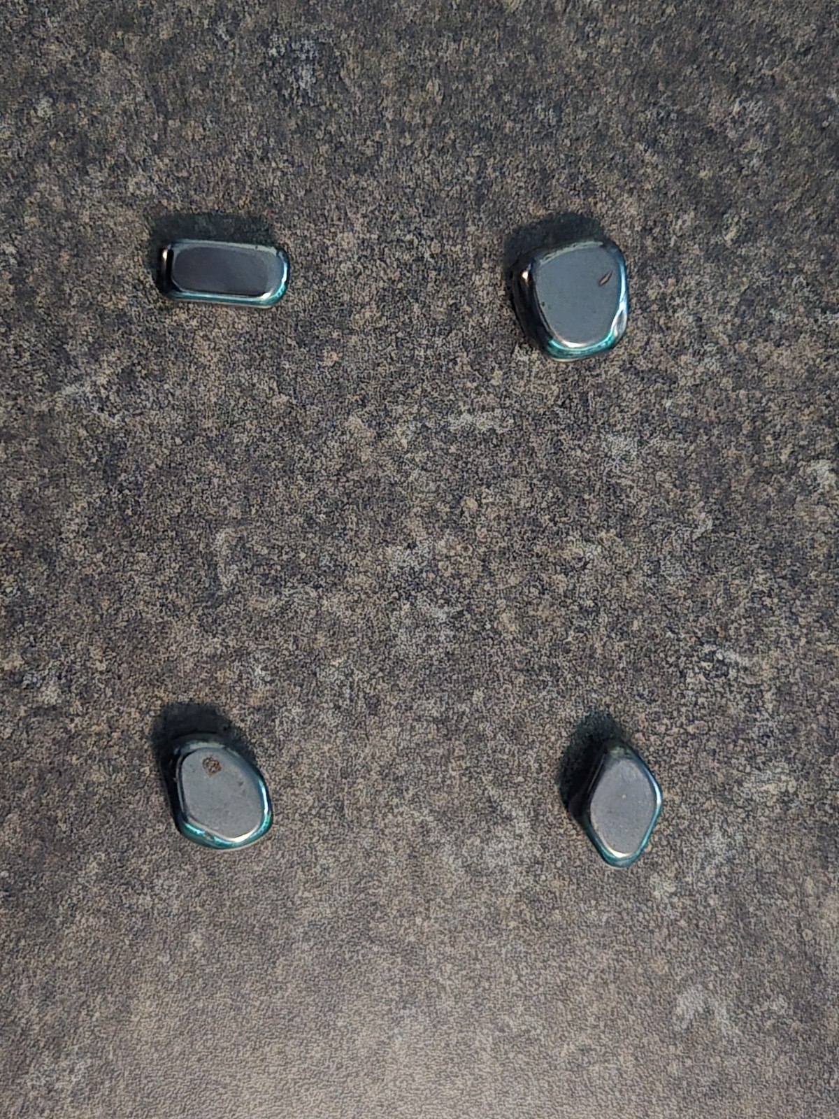 Crystal Caves Pennsylvania Magnetite Crystal In Blue Velvet Bag 9 Stones Total