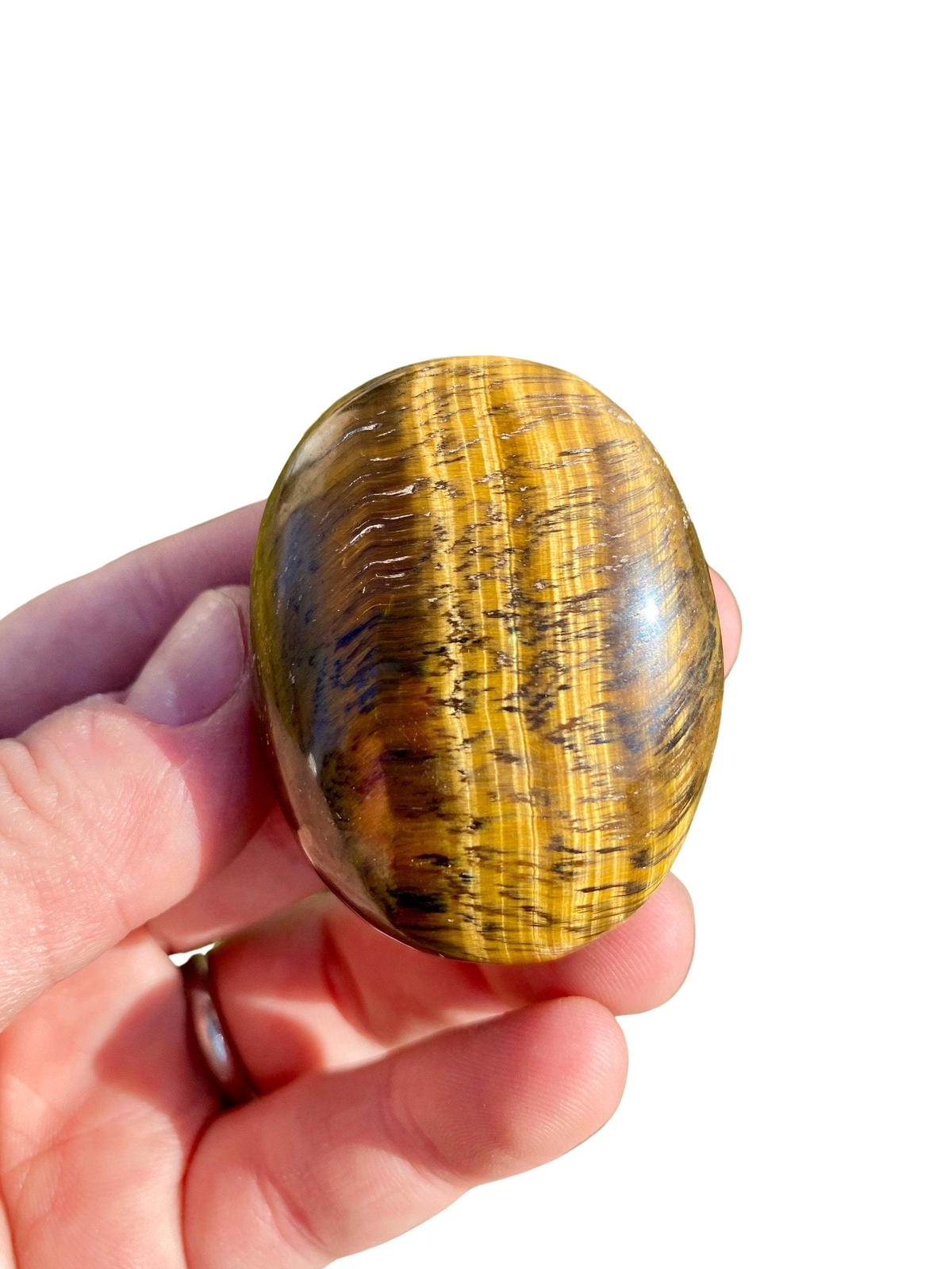 Tigers Eye Worry Stone – Natural Tigers Eye Palm Stone from South Africa