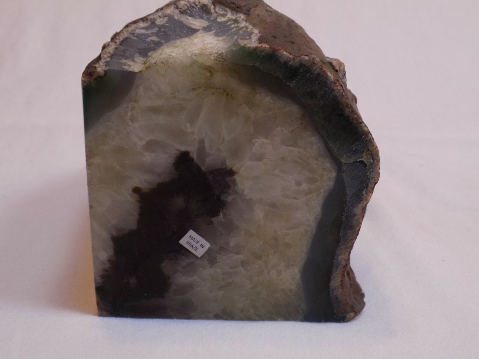 Geode Rock Natural Bookend Agate Green Blue Clear Quartz Single Heavy Home Decor