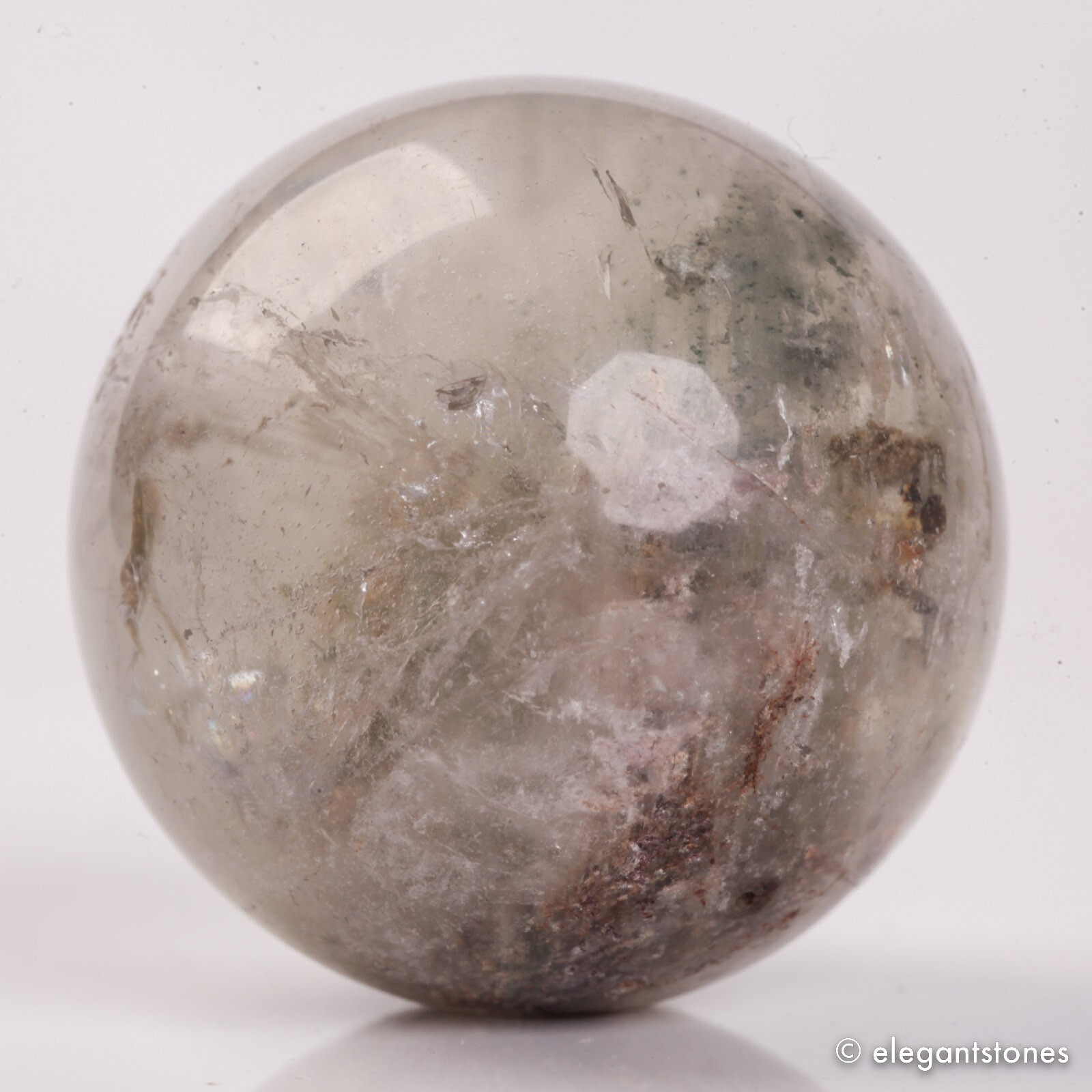 57g34mm Natural Garden/Phantom/Ghost/Lodolite Quartz Crystal Sphere Healing Ball