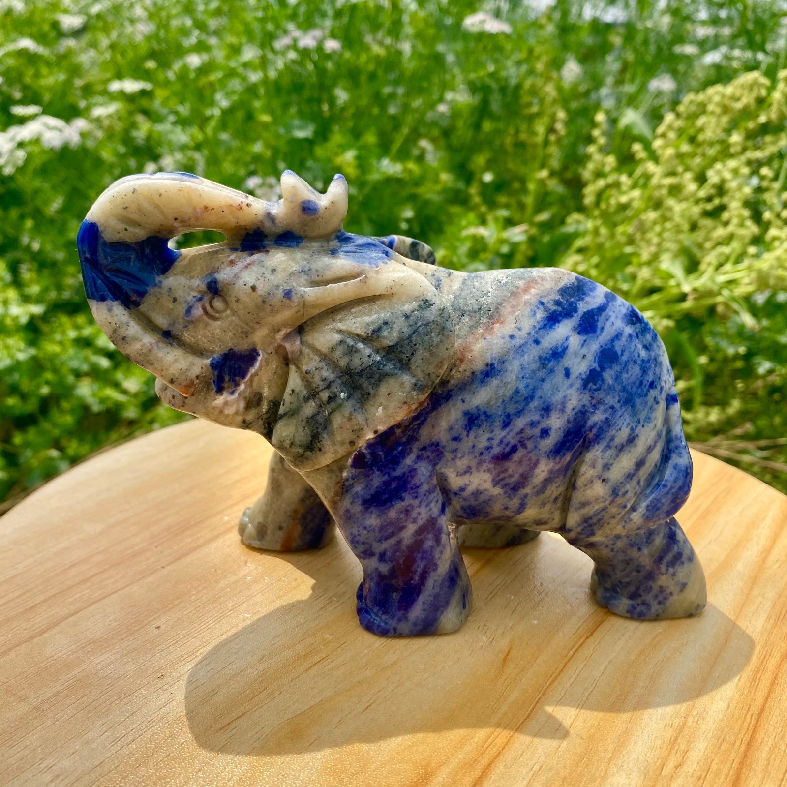 1.9LB Natural lapis lazuli quartz carving elephant spiritual healing