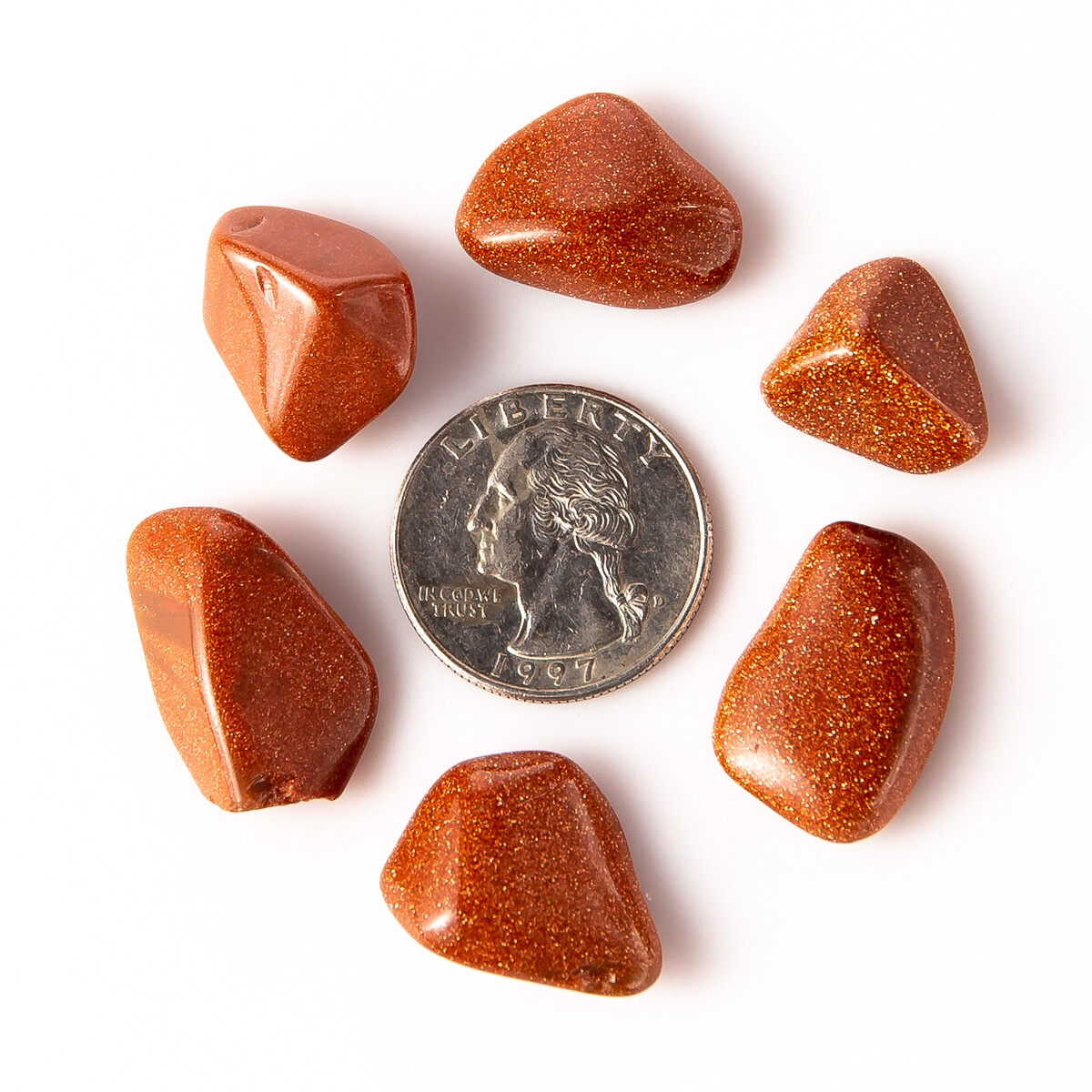 1/2 lb Tumbled Copper Goldstone Gemstone Crystals 35-55 Stones Rock Specimens
