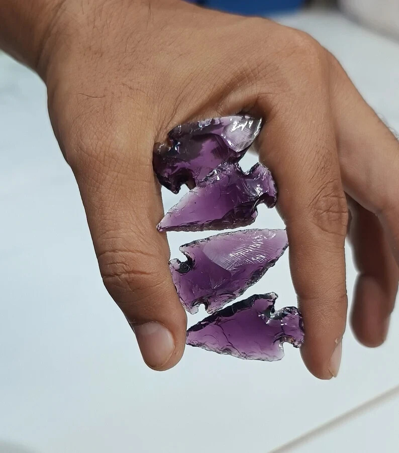 Amethyst Arrowhead Carving Stone 1” to 1.25” for Jewelry Making & Metaphysical