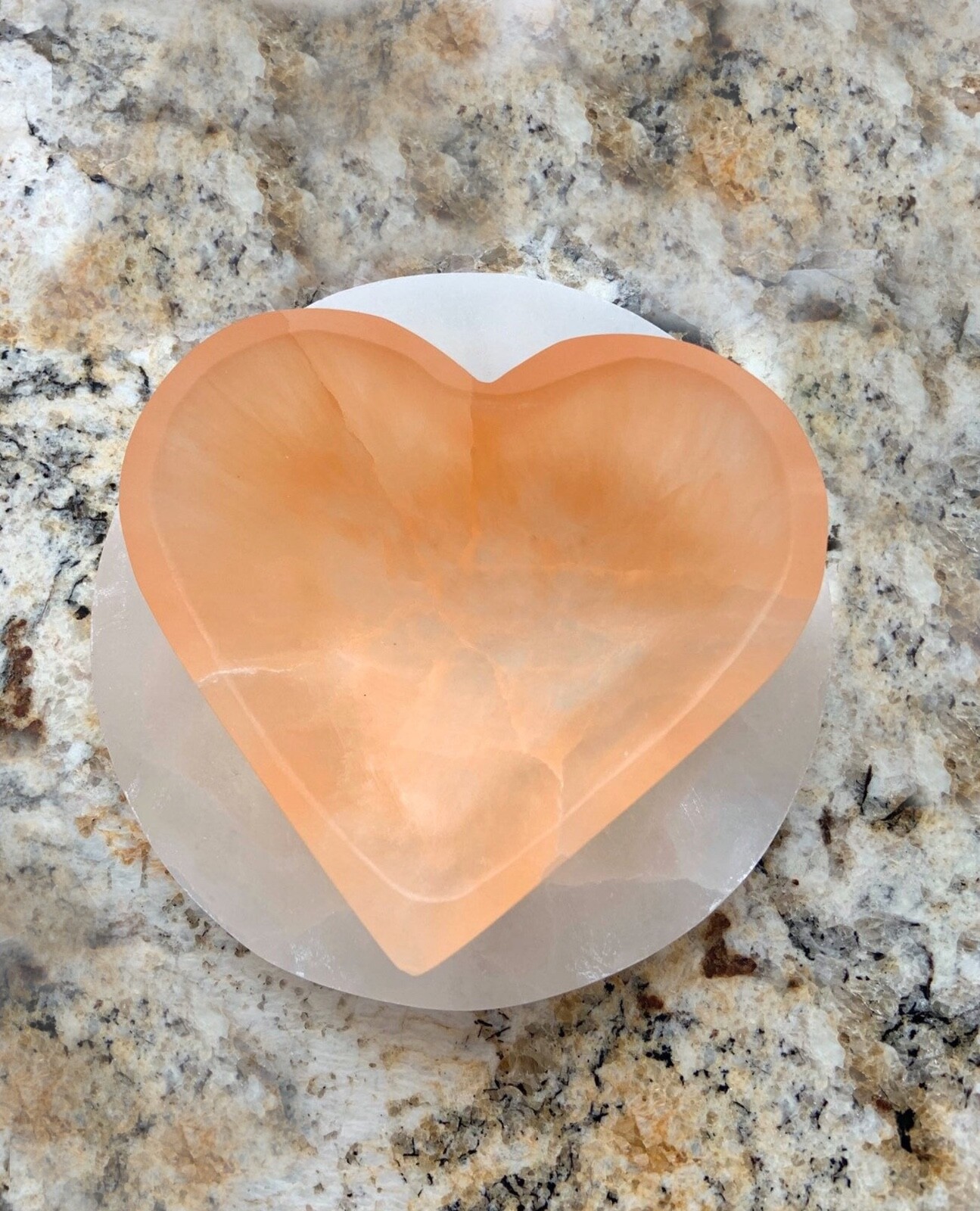 XL Selenite “Charging” Bowl Heart Peach Crystal Stone Reiki CHARGED Healing Clea
