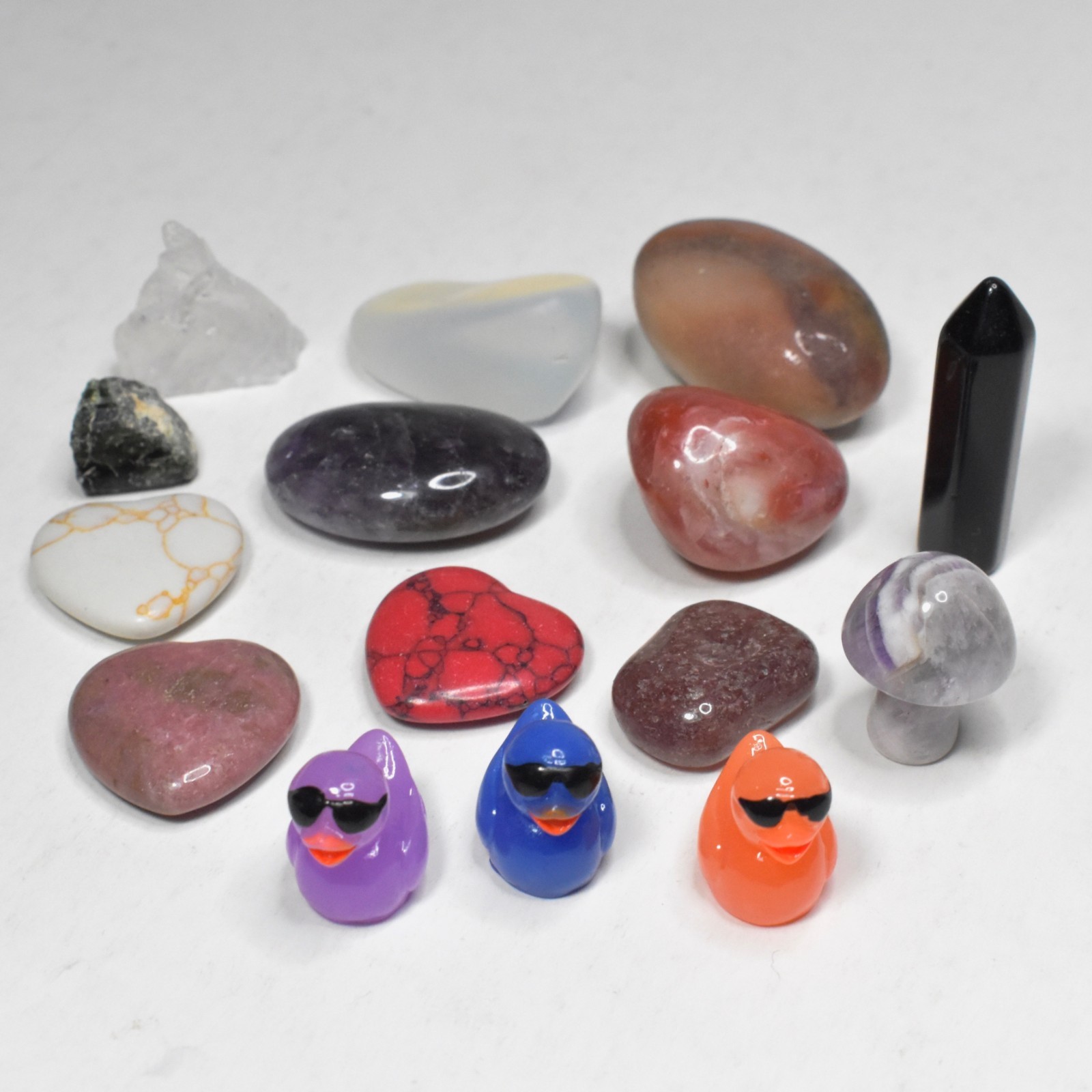 Assortment of Tumbled Stones Crystals Polished Rocks Mixed Lot Opalite Amethyst