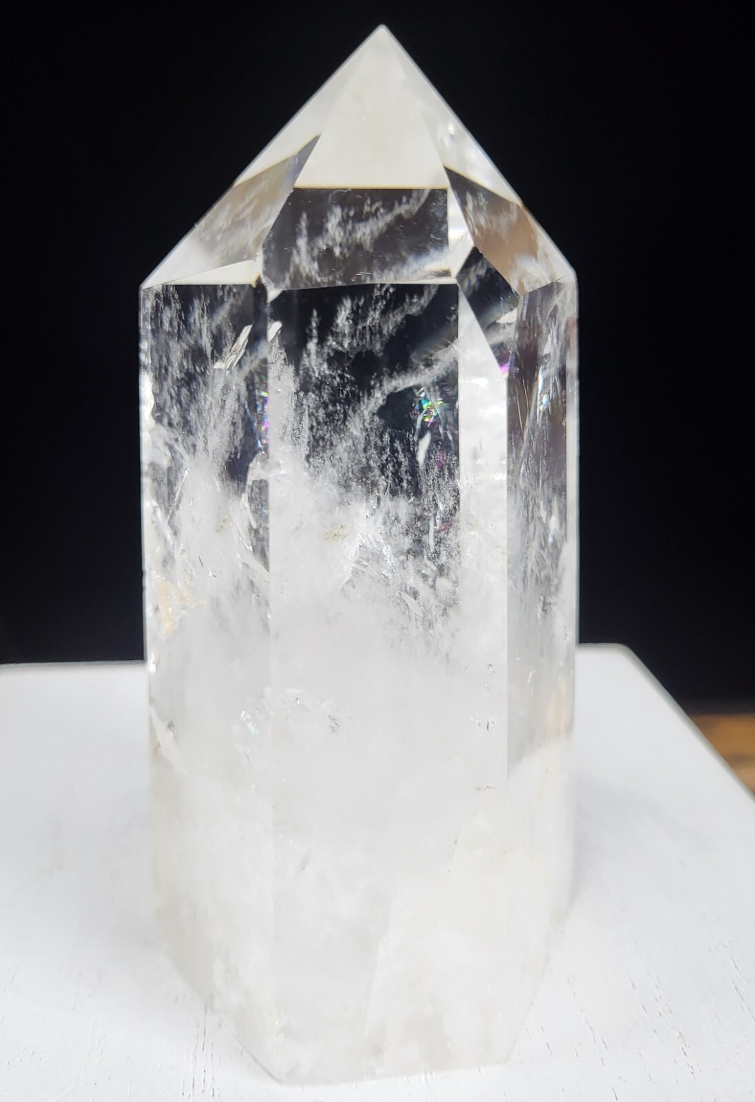 Clear Quartz Tower Blue Needle Feather Large Big Tall Point Gemstone Mineral