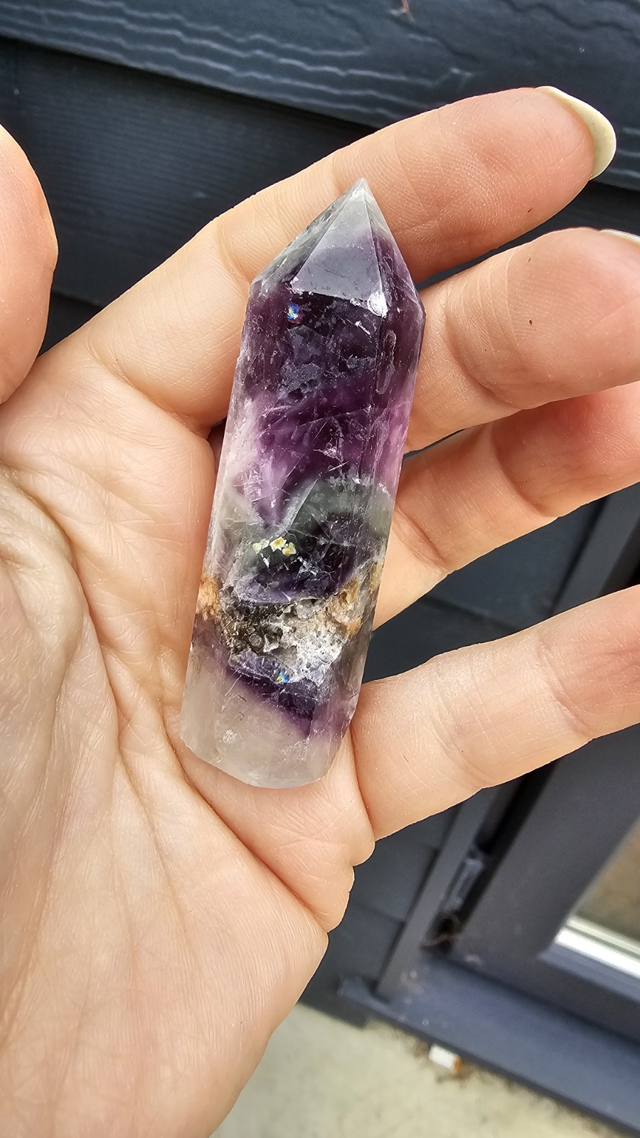 ⭐️SALE⭐️ Rainbow Fluorite Mini Point 43g 6.5cm Healing Anxiety