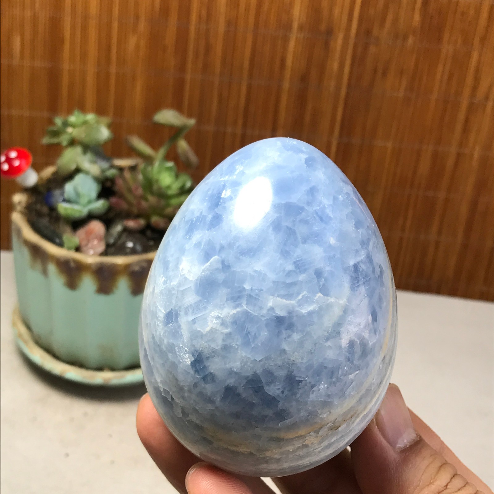 80-60-60mm NATURAL Blue Celestite egg quartz Crystal Healing gift 430g A5212