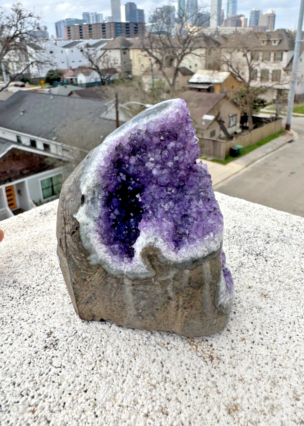 Amethyst Geode Crystal Cluster | 1 lb 4 oz | All Natural, Cut-Base |