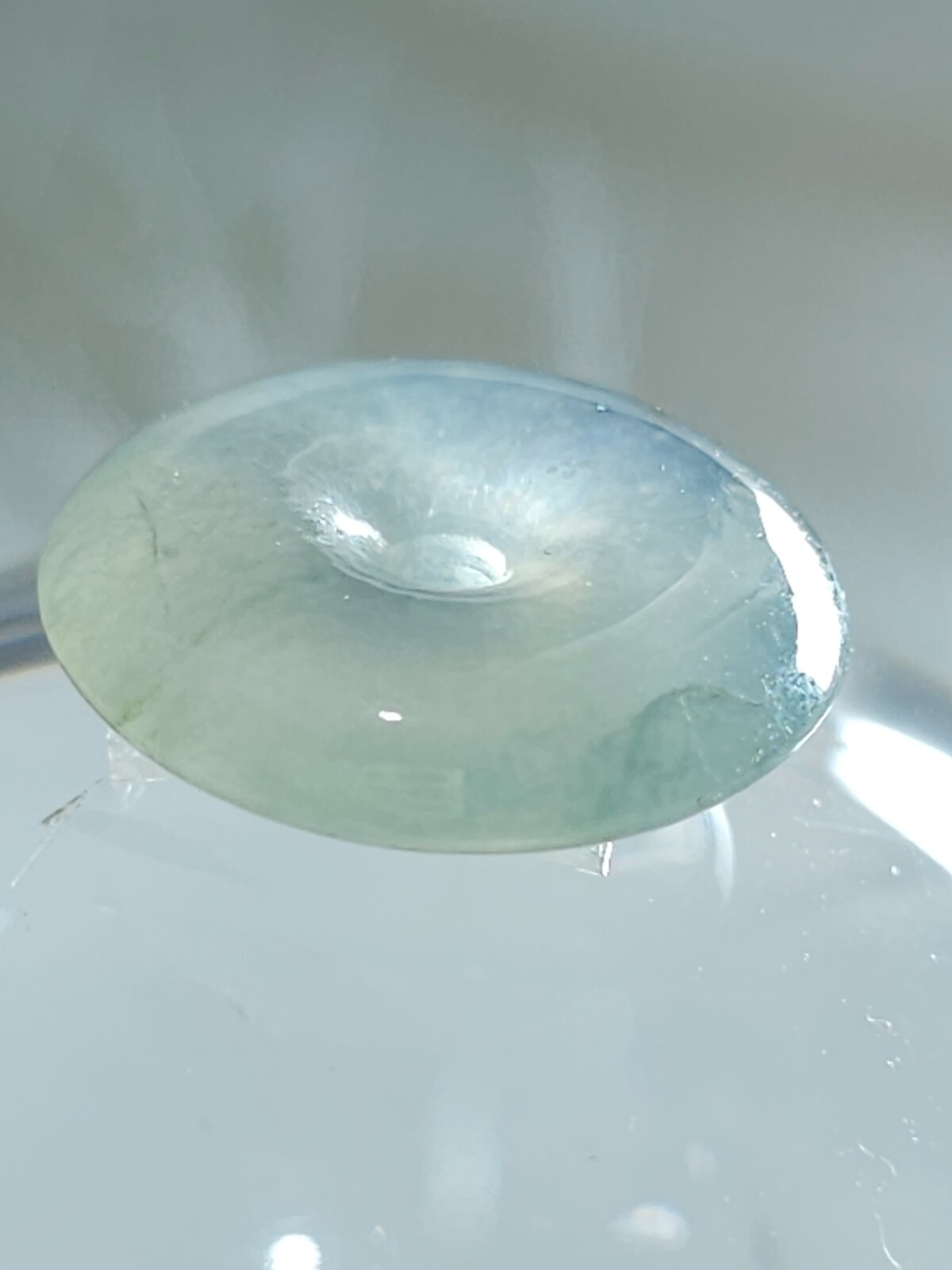 15mm Jade Pi Disc Pendant | Icy Green Donut Bead | Semi-Translucent 1.84g
