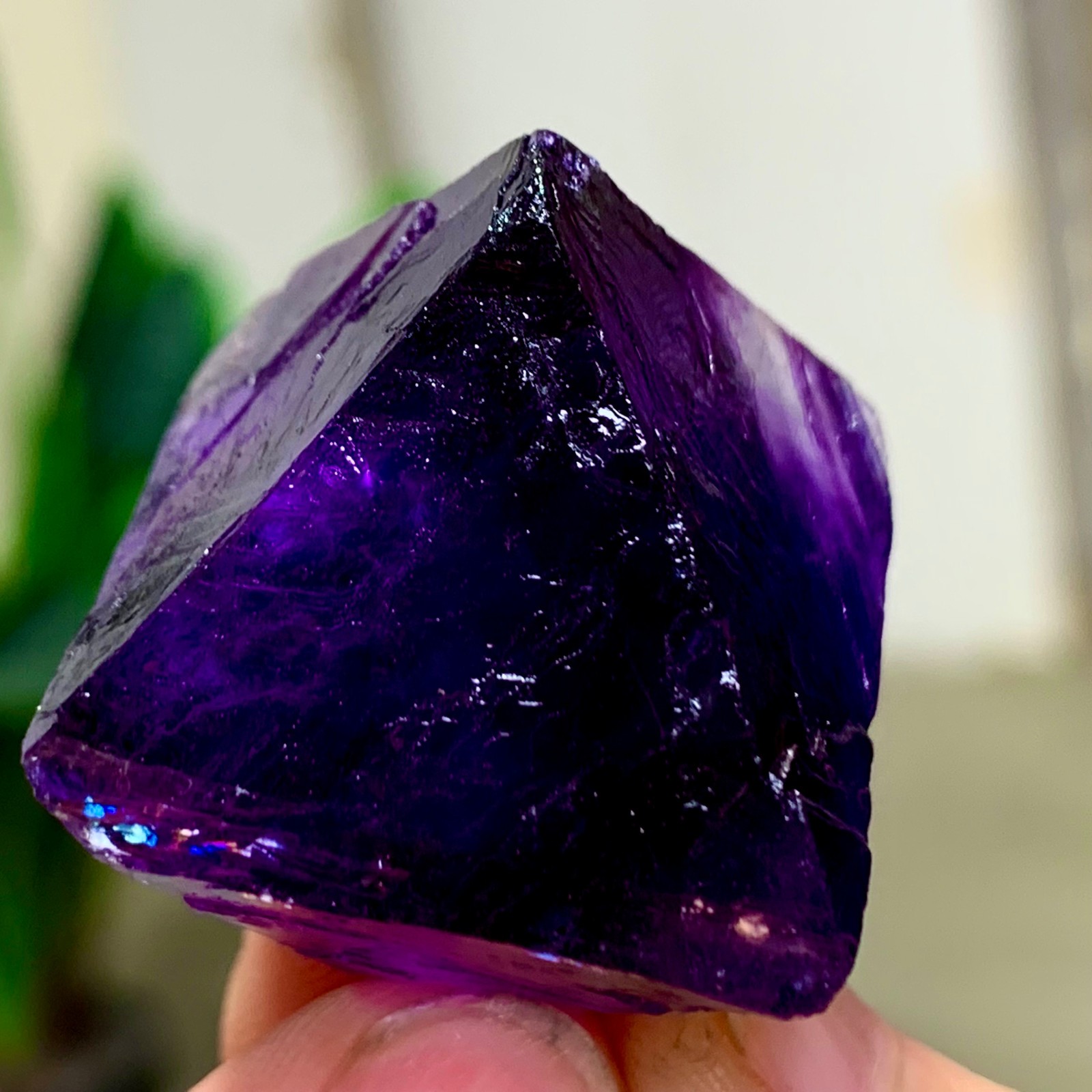 36G Natural purple fluorite octahedron quartz crystal healing