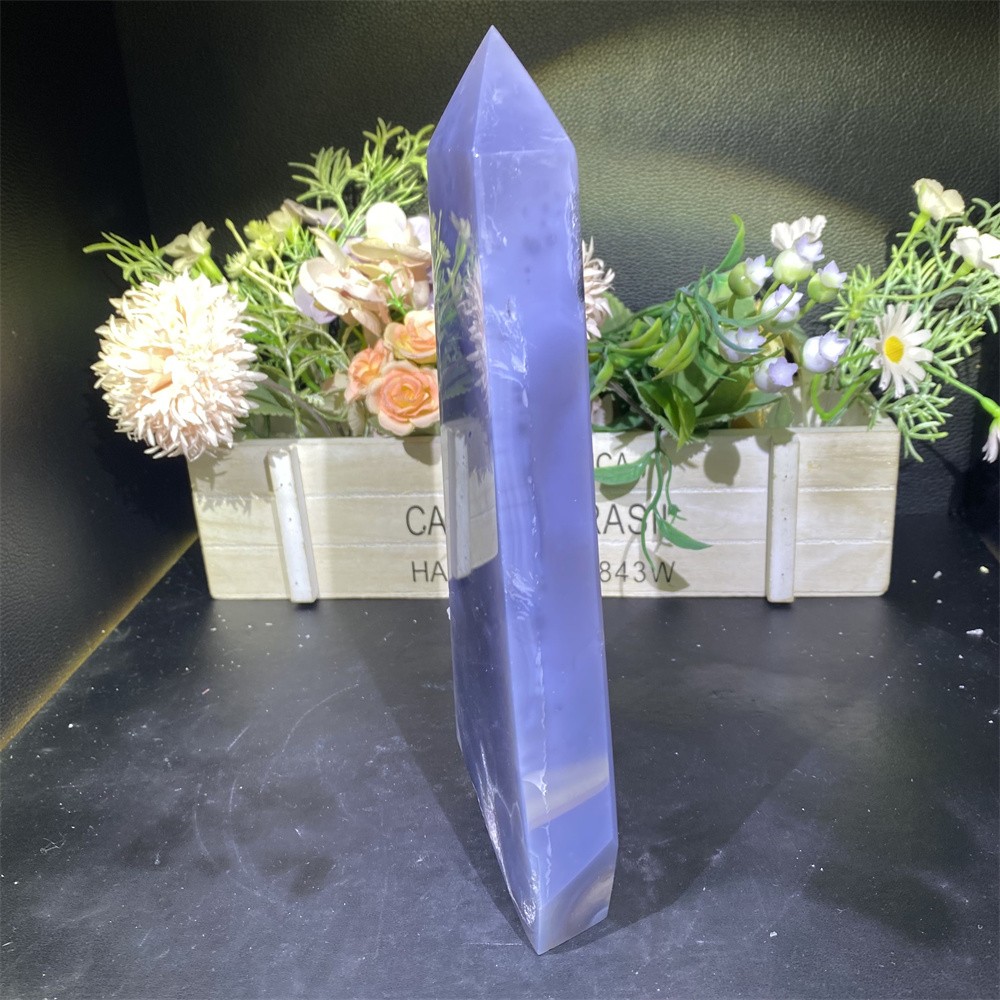 1.7LB 8.7″Natural A++Druzy Amethyst Obelisk Crystal Reiki Tower Quartz Decor