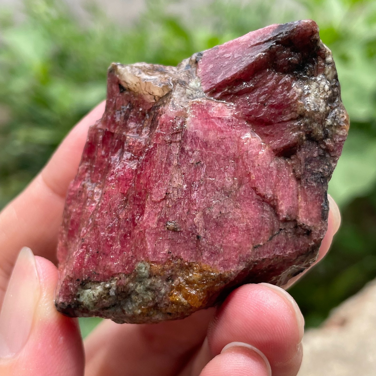 98g Small Raw Ore Red Black Rhodonite Quartz Gemstone Mineral Specimen