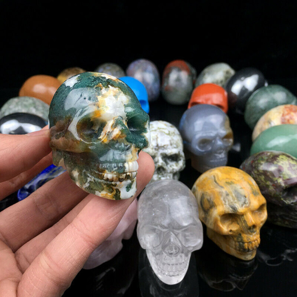 2” Natural Skull Quartz Crystal Specimen Hand-Carved Reiki Healing Stone