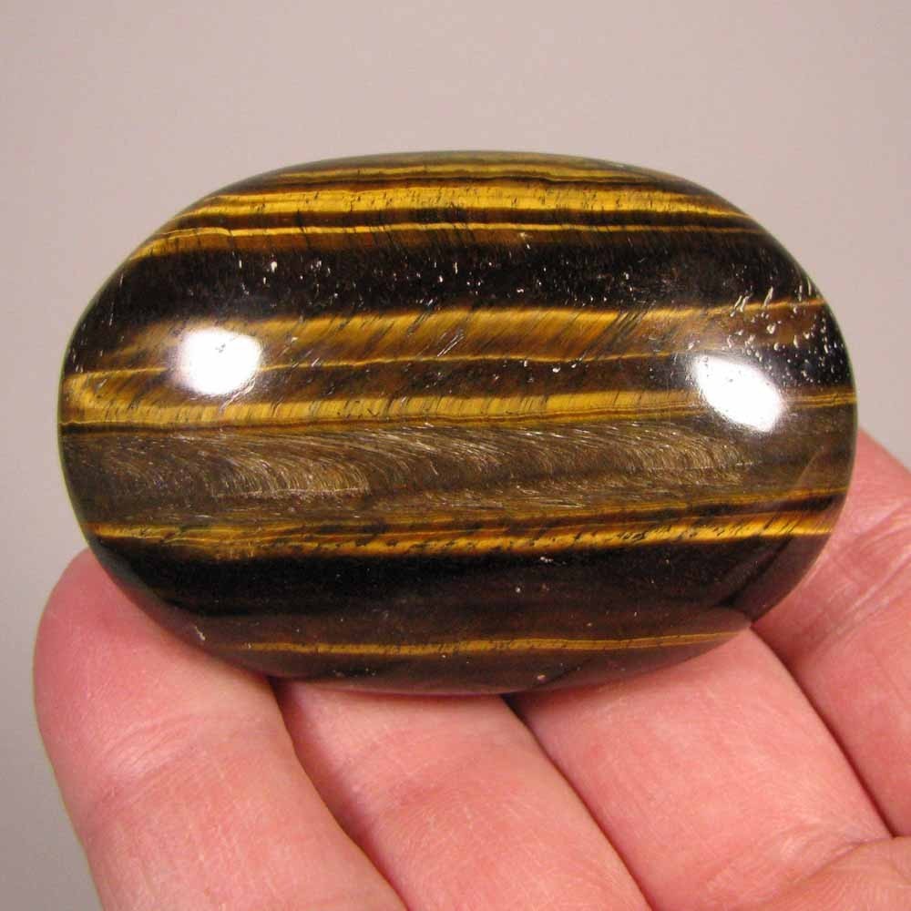 2.3″ TIGER EYE Gemstone Polished Palm Stone – South Africa