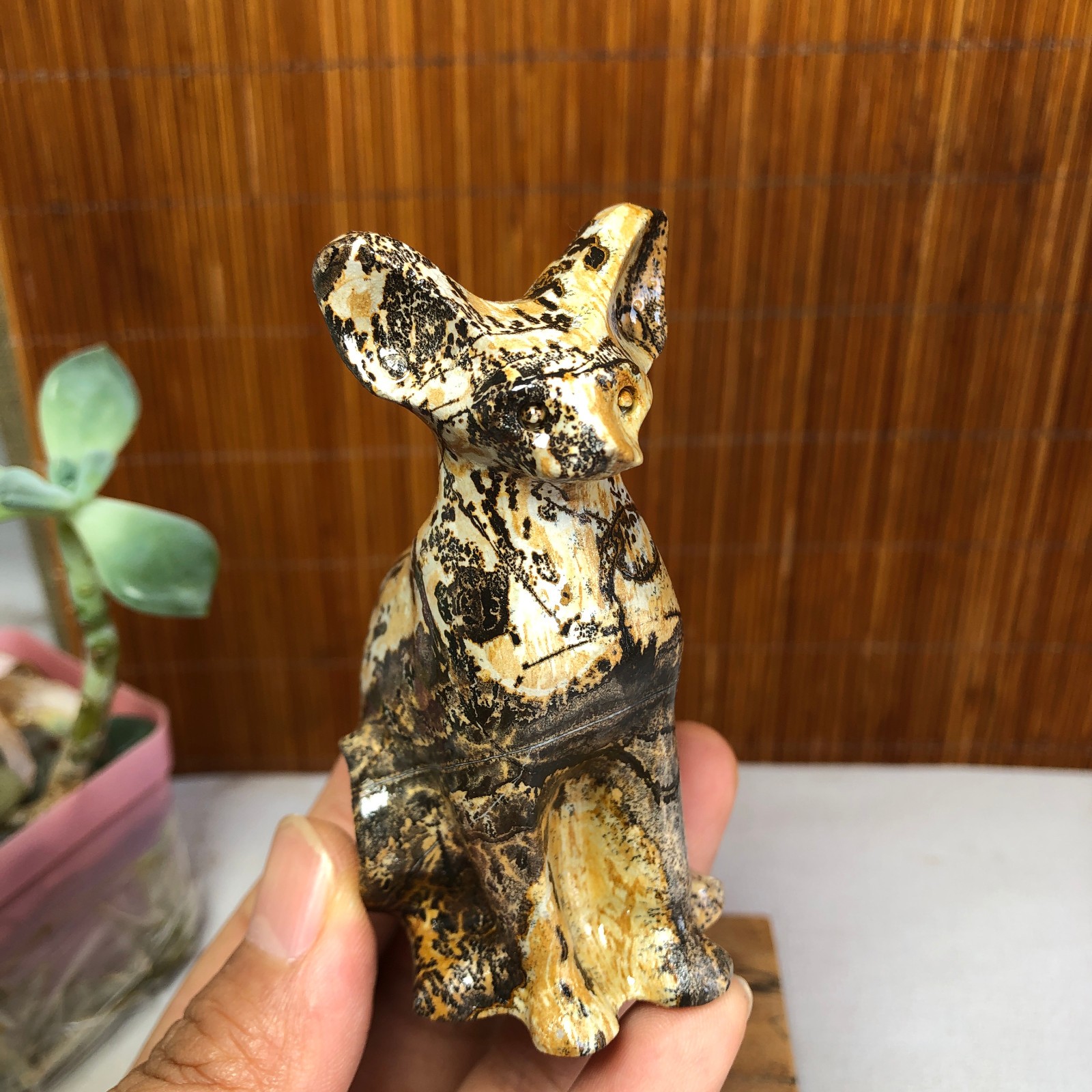 Rare Natural Traditional Chinese Painting Hand Carving Animal Model 136g g8395