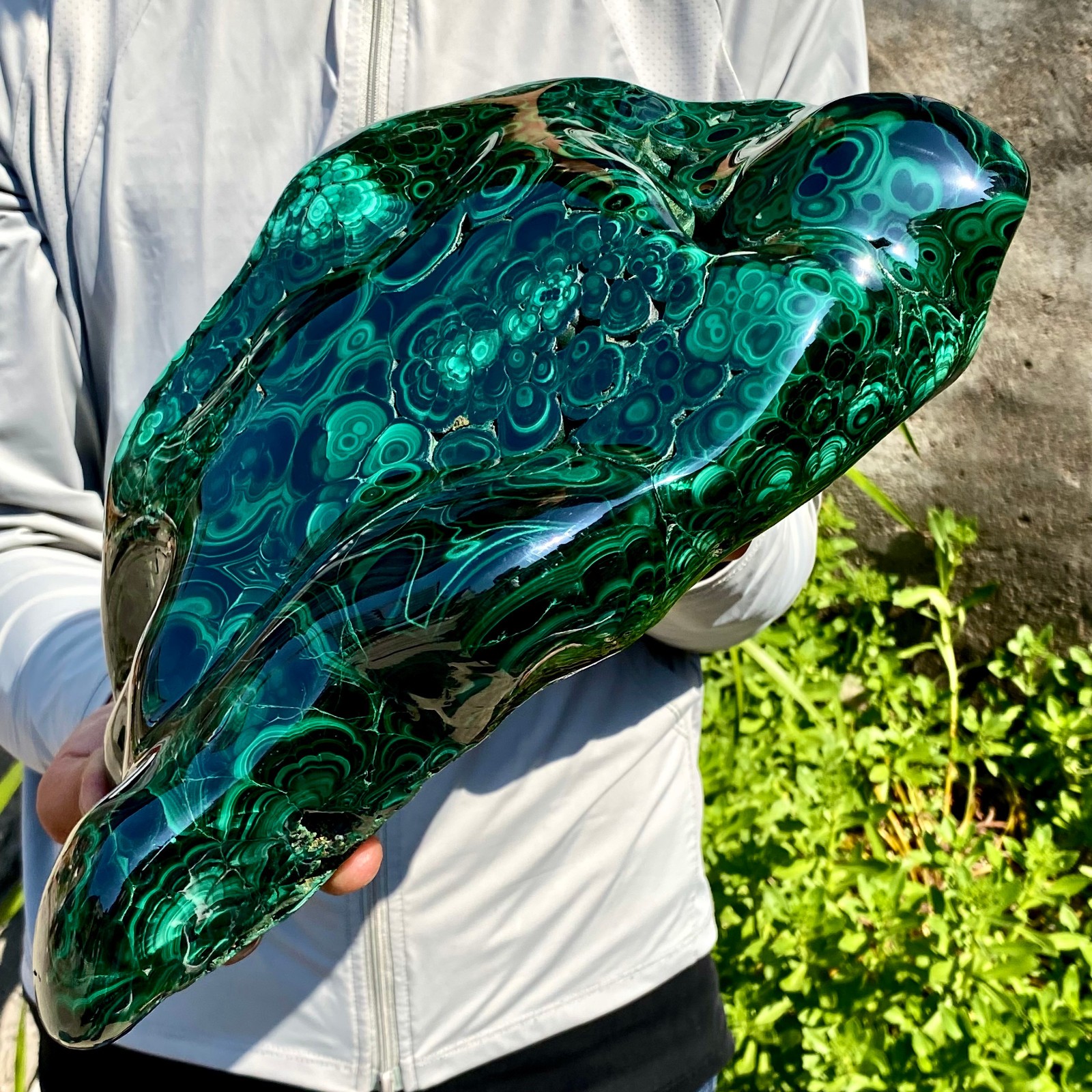 16.97LB Natural glossy Malachite transparent cluster rough mineral sample