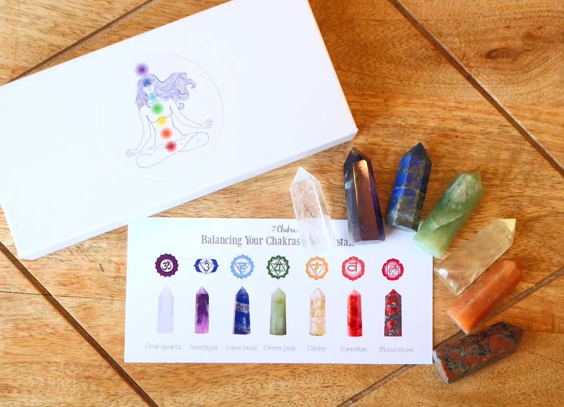 7 Chakra Crystals Set Chakras Gift Crystal Tower Kit Obelisk Healing Point Wand