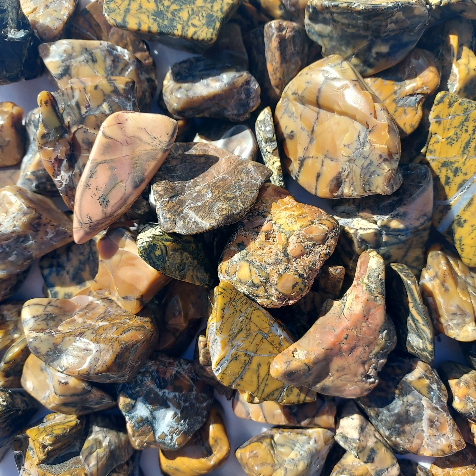 Utah Yellow Feather Jasper Tumbled Stones – Tumbled Gemstones Bulk