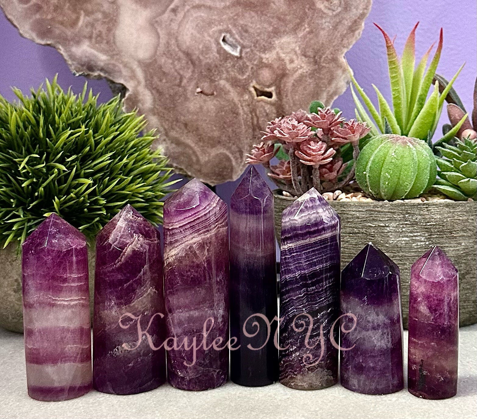 Wholesale Lot 2 Lbs Natural Magenta Fluorite Cylinder Tower Point Crystal