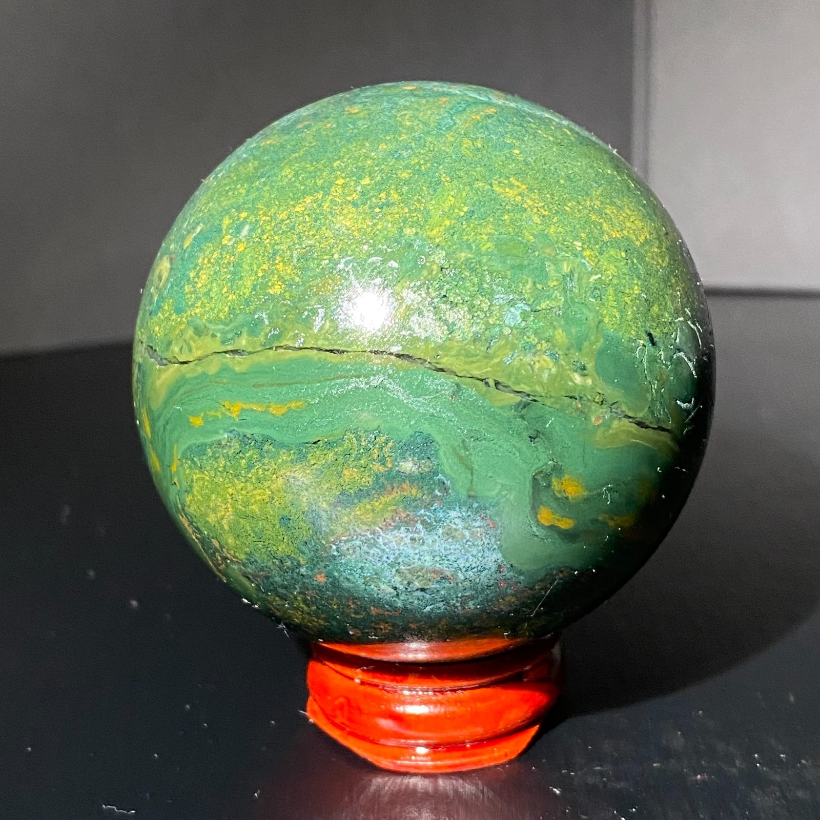 335G Natural Ocean Jasper Ball Crystal Sphere Mineral Specimen Energy Healing
