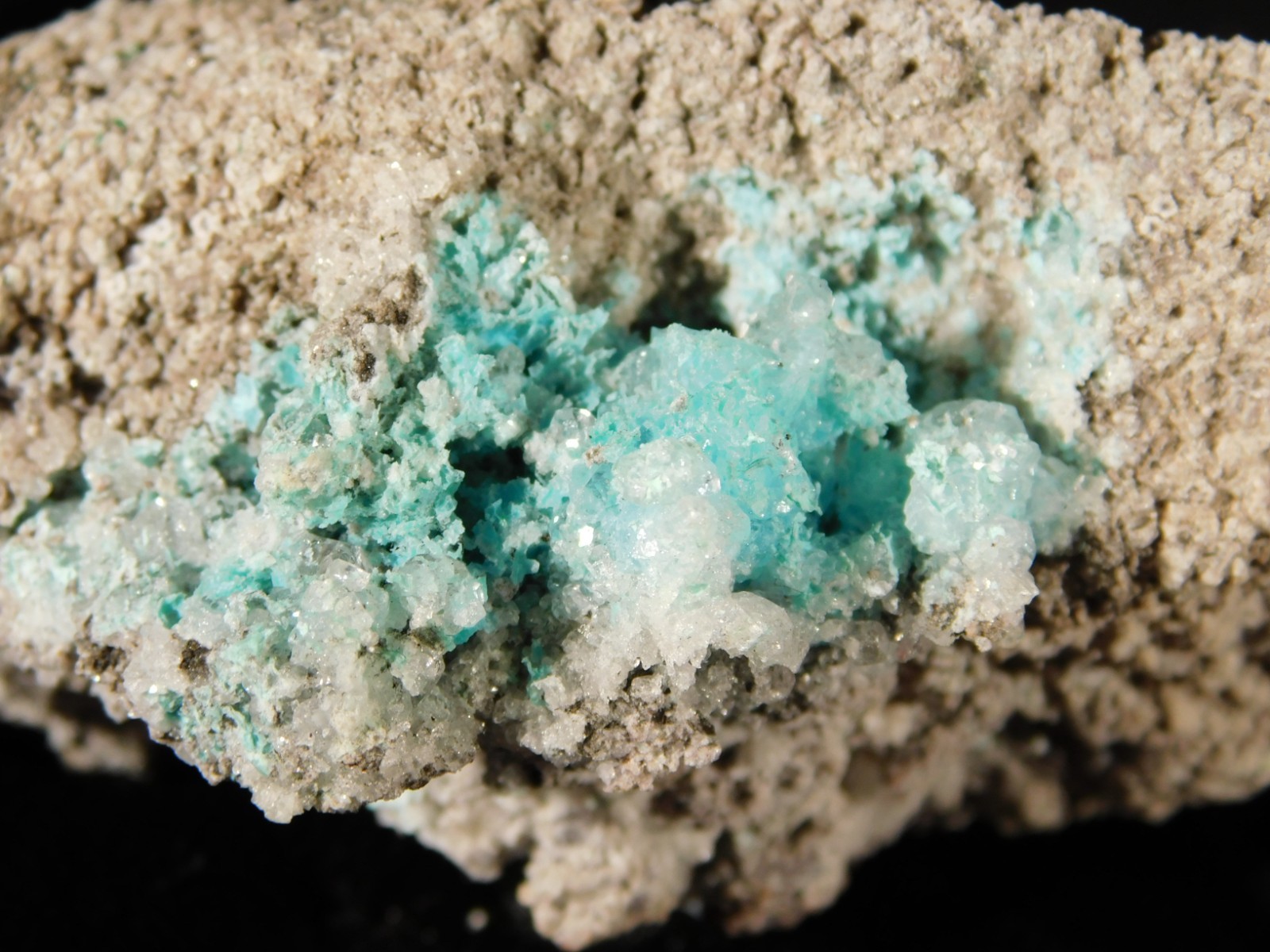 Light BLUE! CHRYSOCOLLA Cluster Under Translucent Druzy Quartz Mexico 133gr