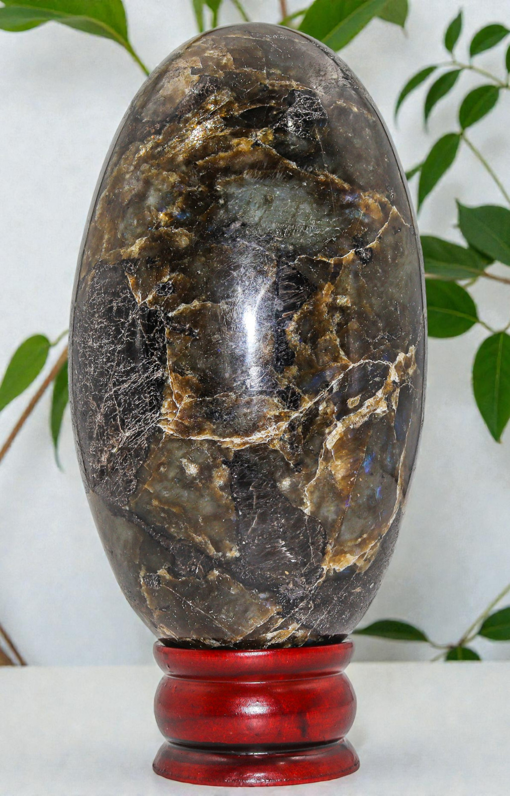 Flashy Green LABRADORITE Crystal Quartz Healing Energy Stone Lingam 180mm