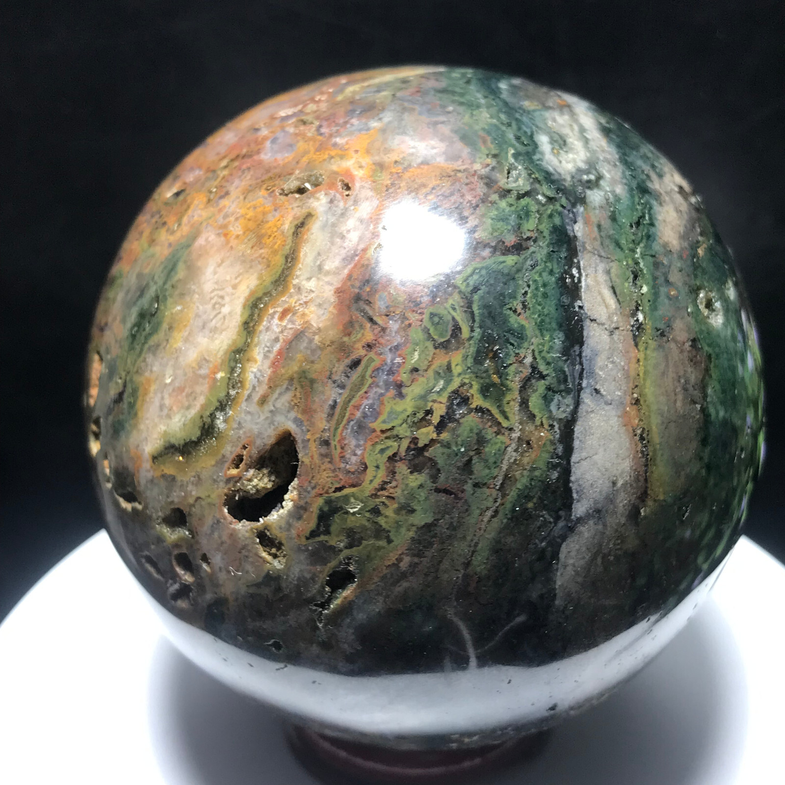 515g 73mm Colourful Ocean Jasper Quartz Crystal Ball Specimen Healing 63