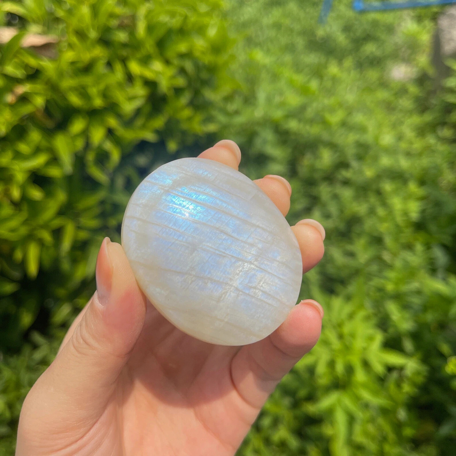 Natural Rainbow Moonstone Crystal Palm Stone Tumbled Stone Home Decor Gift
