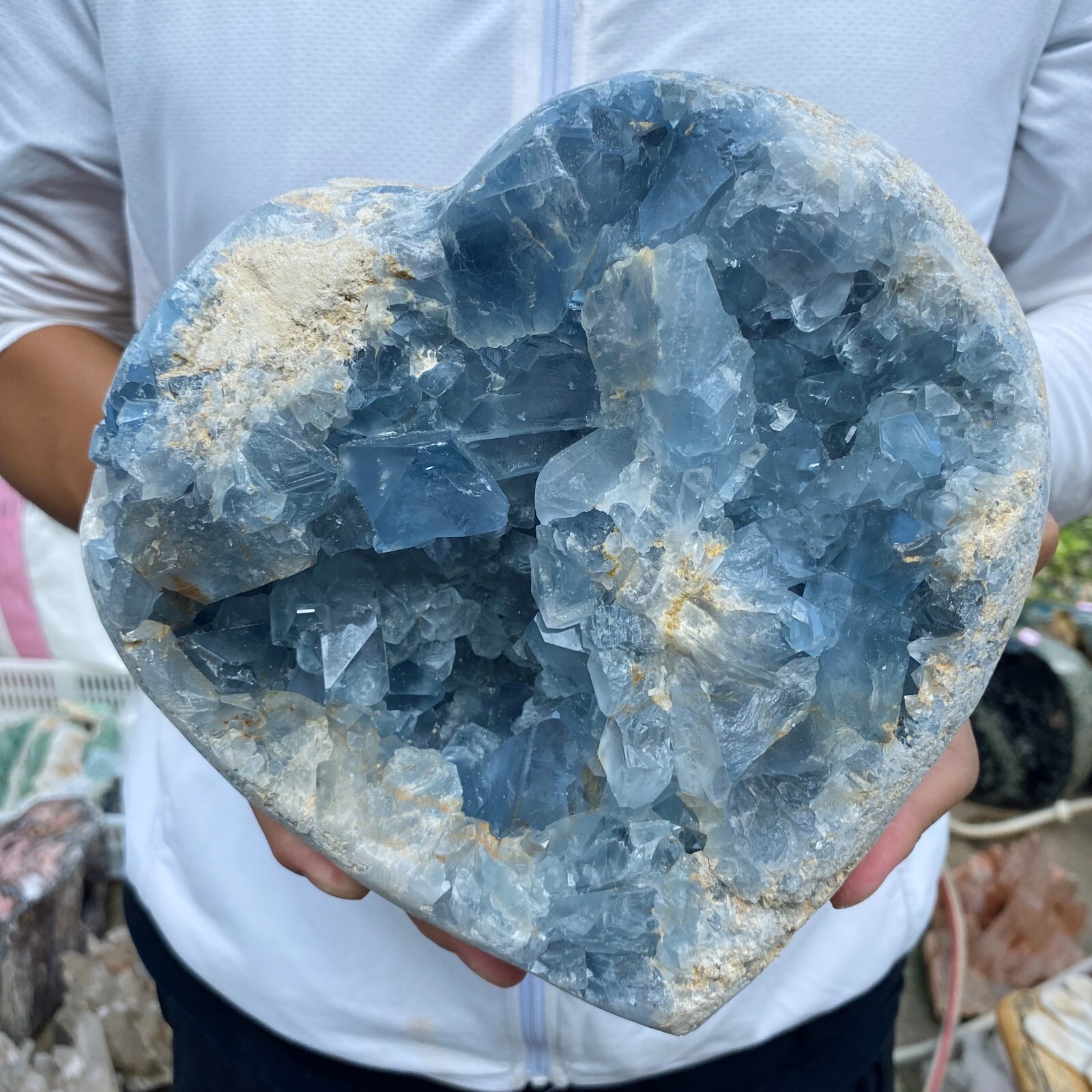 14.4lb natural blue celestite geode quartz crystal mineral specimen healing