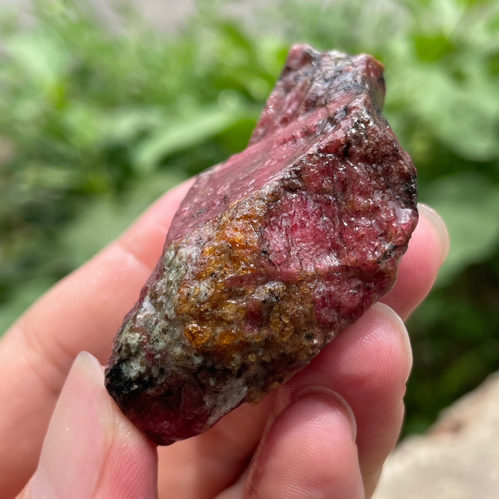 98g Small Raw Ore Red Black Rhodonite Quartz Gemstone Mineral Specimen