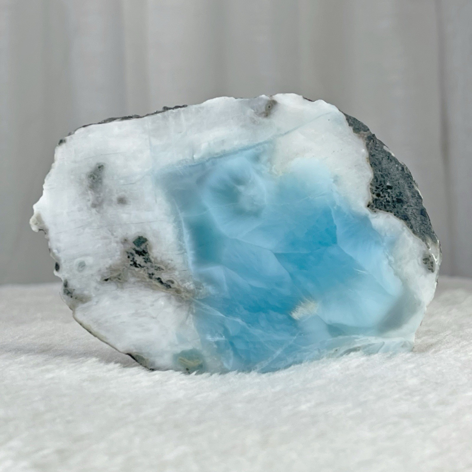 Blue Larimar 501g, Large Semi-Polished Split Whole Stone, Dominican Gemstone