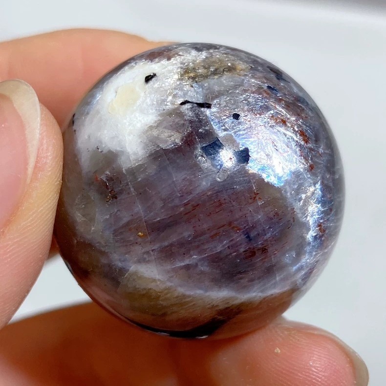 Star Sky Crystal Sphere Moonstone Sunstone Tourmaline Intergrowth Specimen