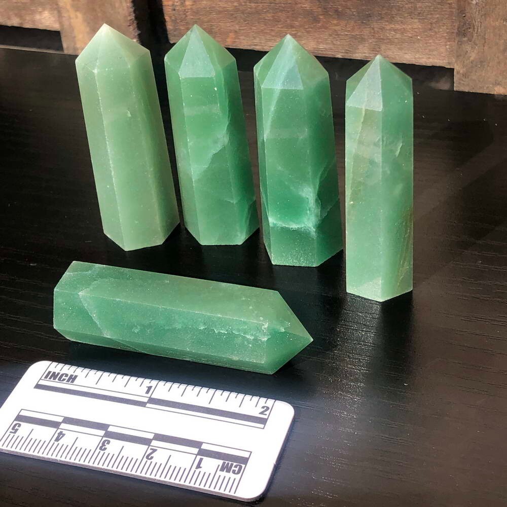 5pcs Large 2”+ Green Aventurine Quartz Crystal Point Wand Healing Tower