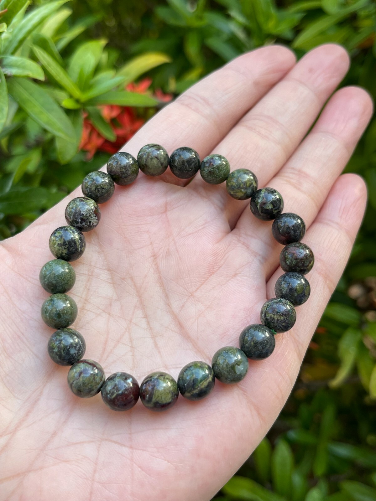 Grade A++ Dragons Blood Jasper Bead Bracelet 8mm, Genuine Gemstone Bracelet
