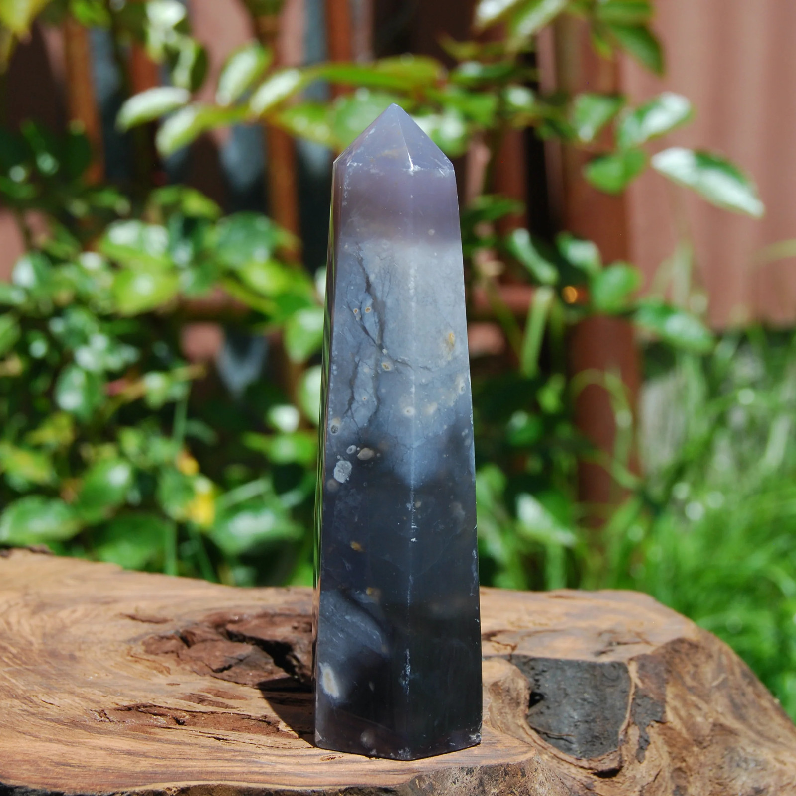 4in 159g Purple Chalcedony Crystal Tower Violet Agate Indonesia